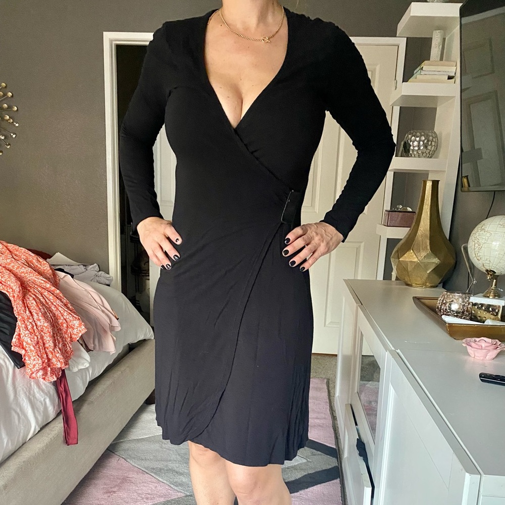 Great little black cotton wrap dress